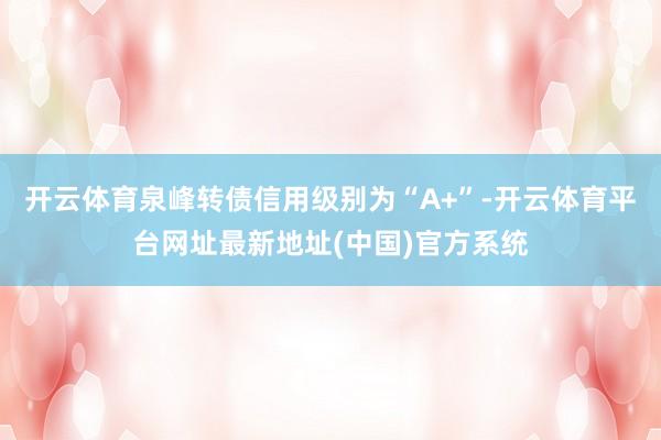 开云体育泉峰转债信用级别为“A+”-开云体育平台网址最新地址(中国)官方系统