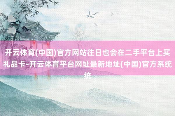 开云体育(中国)官方网站往日也会在二手平台上买礼品卡-开云体育平台网址最新地址(中国)官方系统