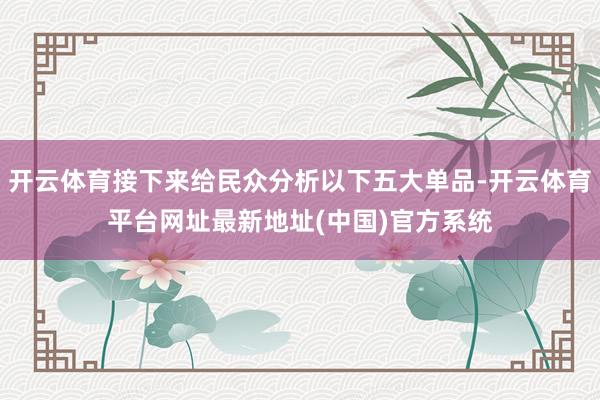 开云体育接下来给民众分析以下五大单品-开云体育平台网址最新地址(中国)官方系统