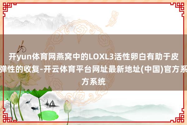 开yun体育网燕窝中的LOXL3活性卵白有助于皮肤弹性的收复-开云体育平台网址最新地址(中国)官方系统