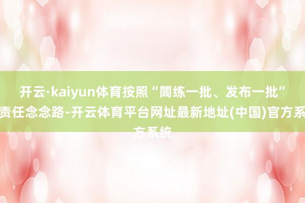 开云·kaiyun体育按照“闇练一批、发布一批”的责任念念路-开云体育平台网址最新地址(中国)官方系统